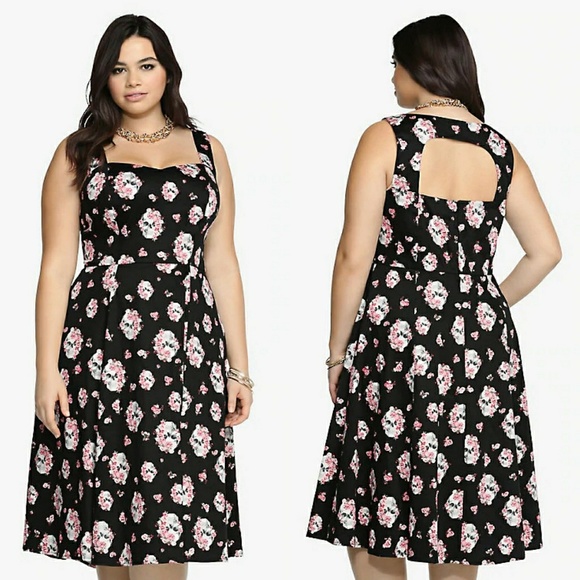 torrid Dresses & Skirts - Torrid Floral Skull Swing Dress